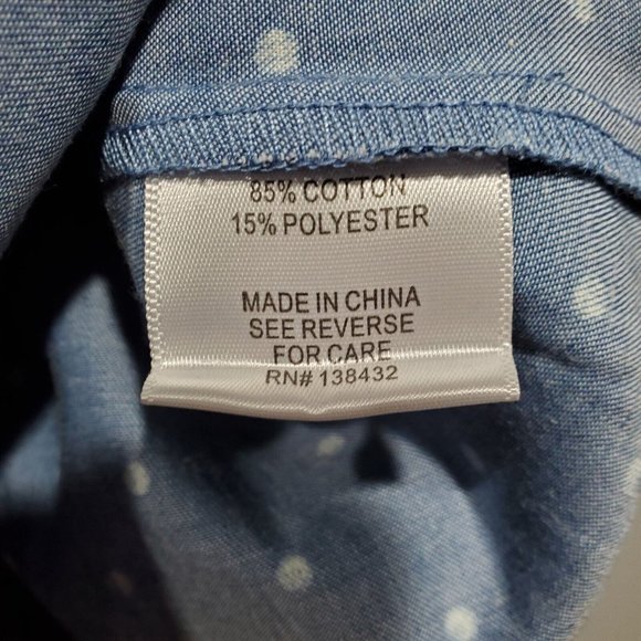 Mod Cloth Women's Blue White Polka Dot Chambray Skirt Button Pocket Casual Sz M - Picture 6 of 11